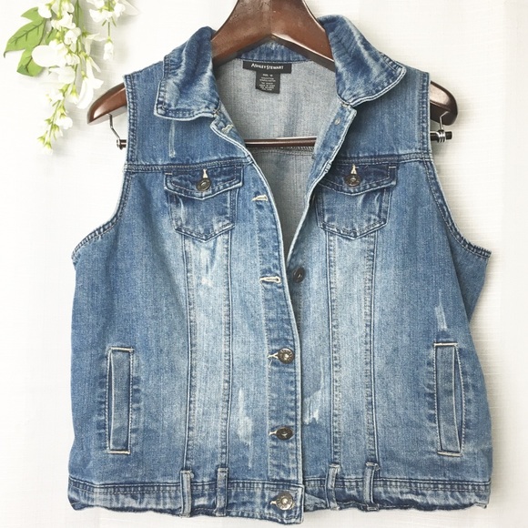 Ashley Stewart Jackets & Blazers - Ashley Stewart• distressed denim vest•